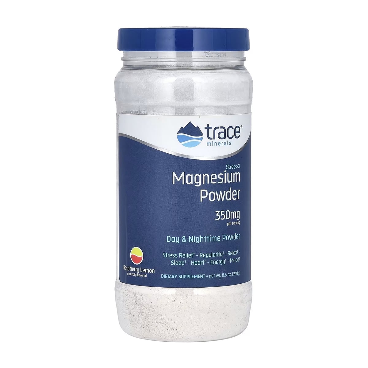 Магній Trace Minerals Stress-X Magnesium Powder 350 мг, зі смаком малини та лимона, в порошку, 240 г
