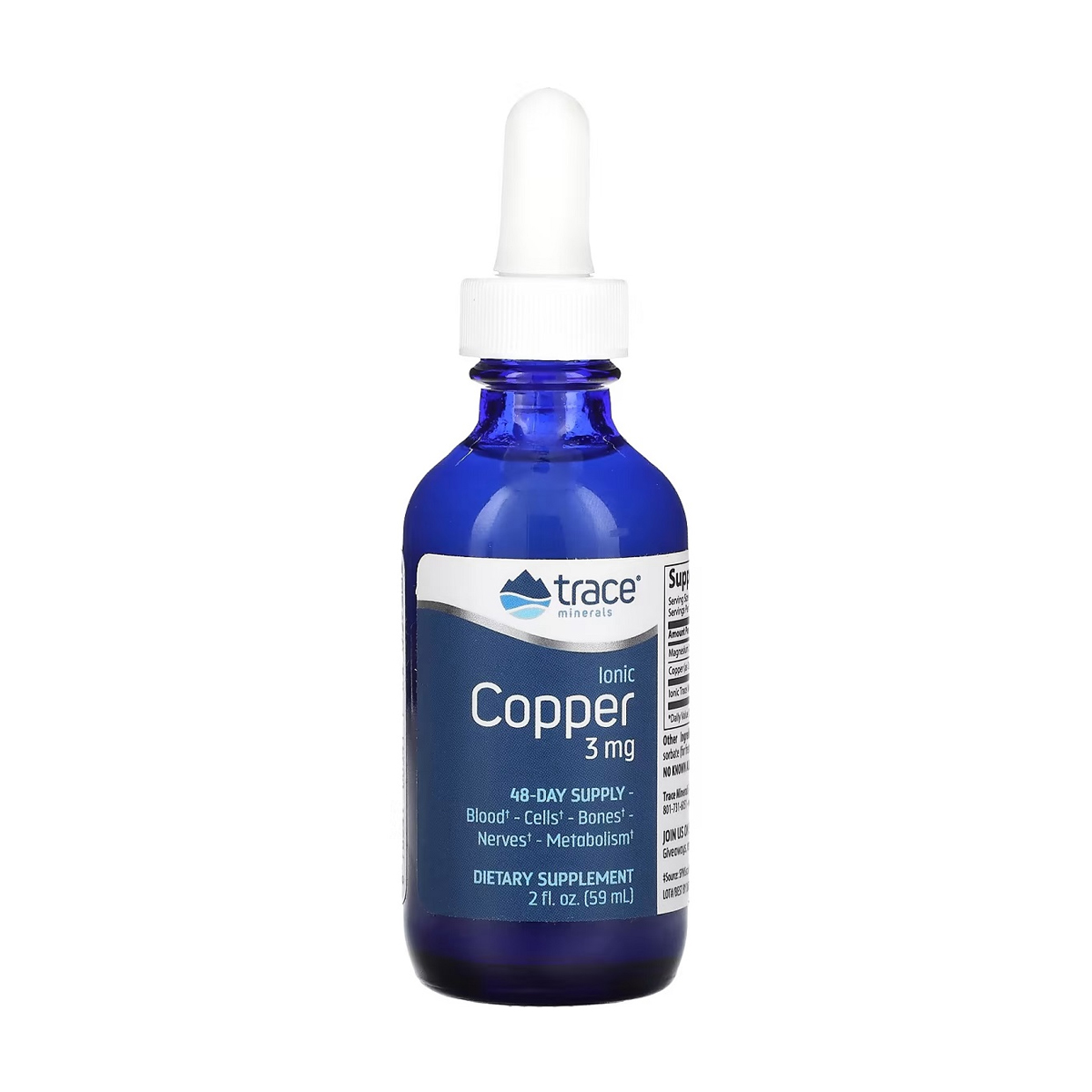 Мідь іонна Trace Minerals Ionic Copper 3 мг, в краплях, 59 мл